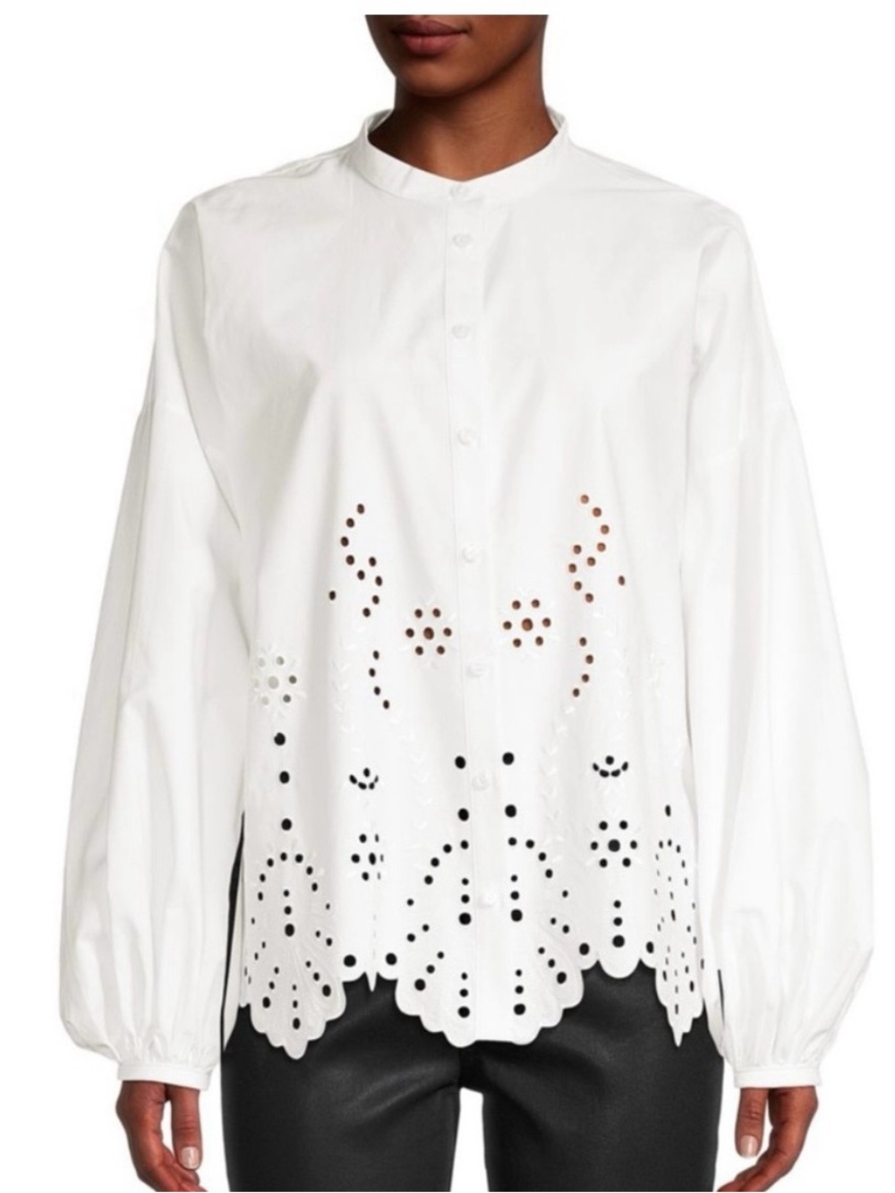 Ted Baker Eyelet Balloon Sleeve Button Down Blouse